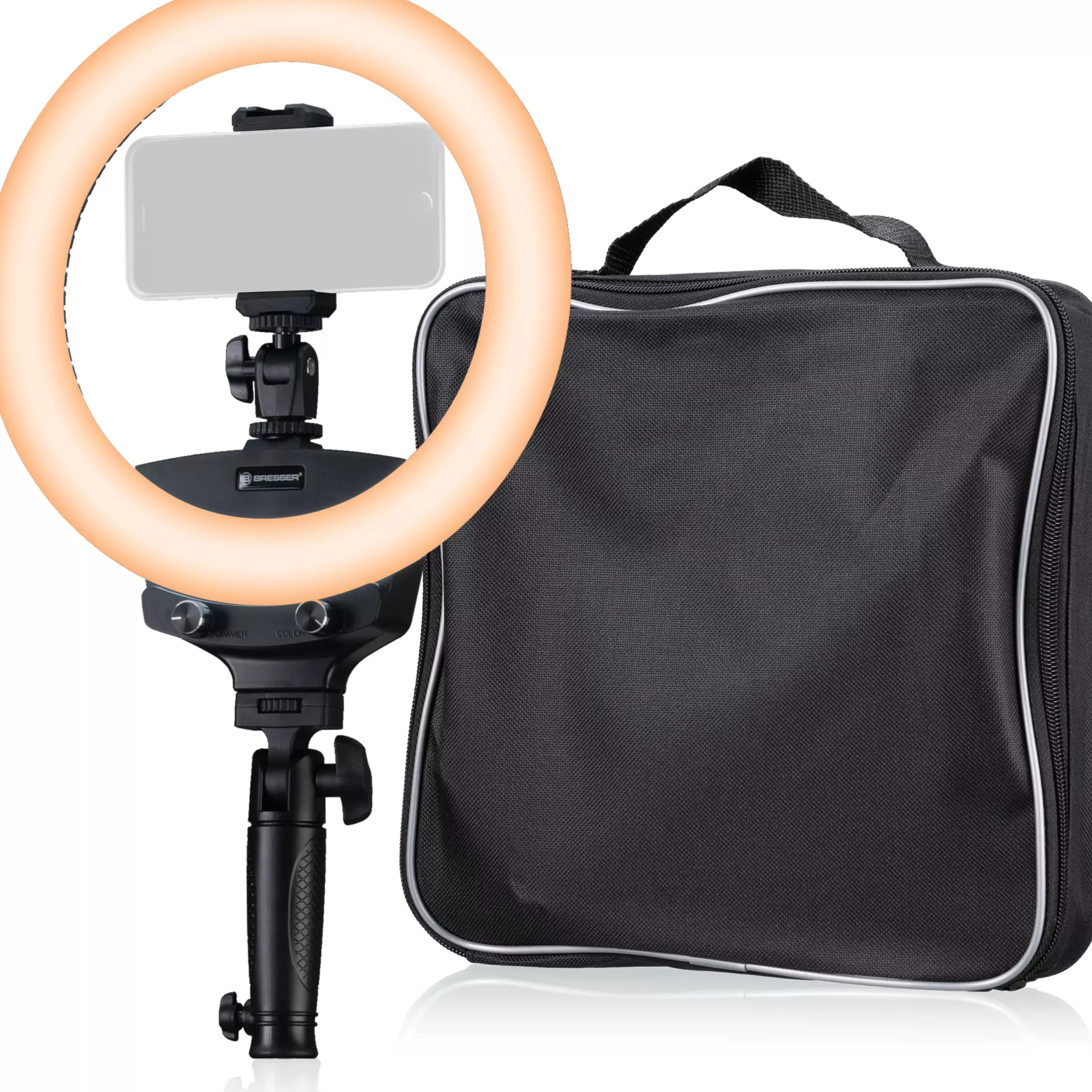 Discount Bresser BR-22B Bi-Color LED-Ringleuchte mit Handgriff und Stativanschluss