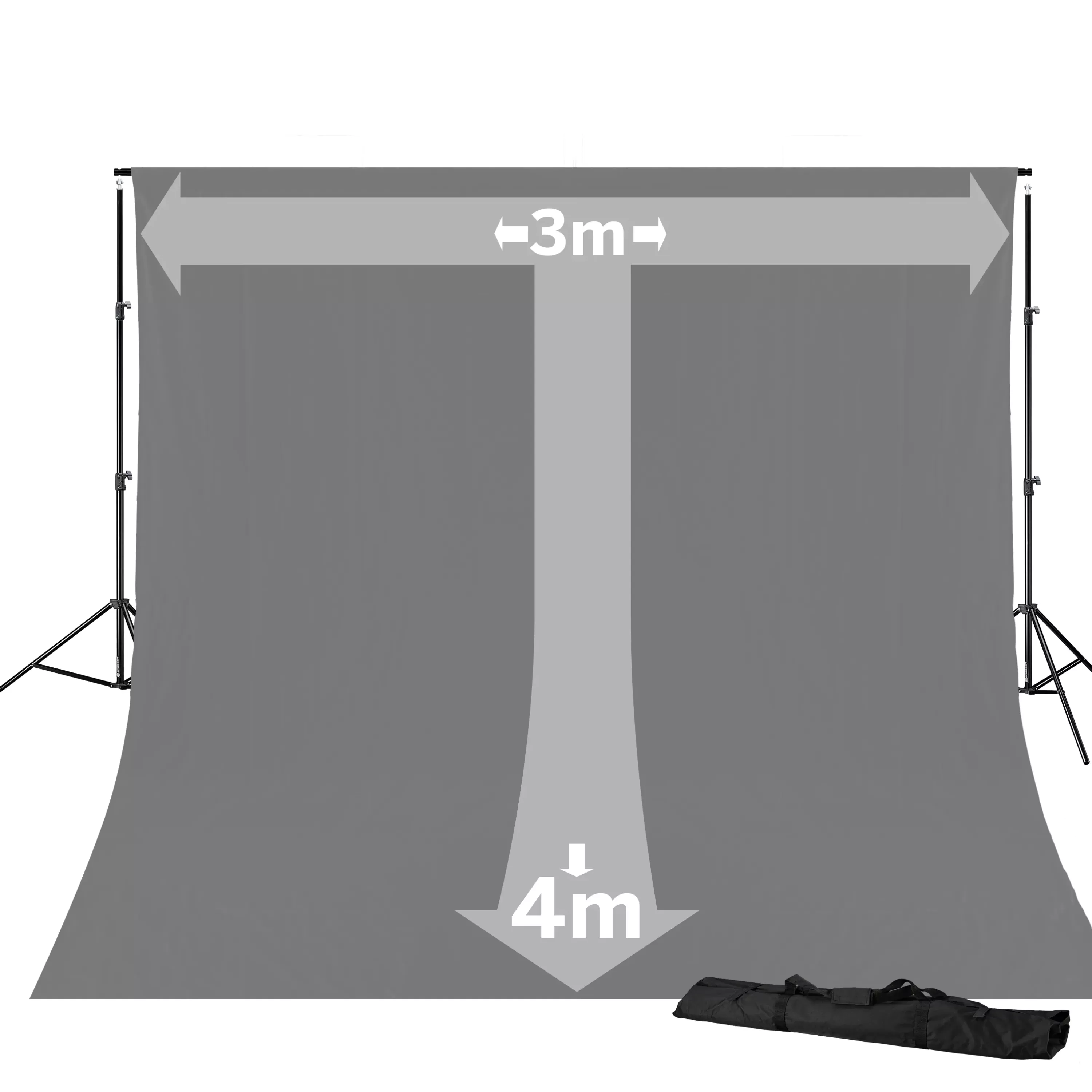 Clearance Bresser BR-D23 Hintergrundsystem + Hintergrundstoff 3 x 4m Grau