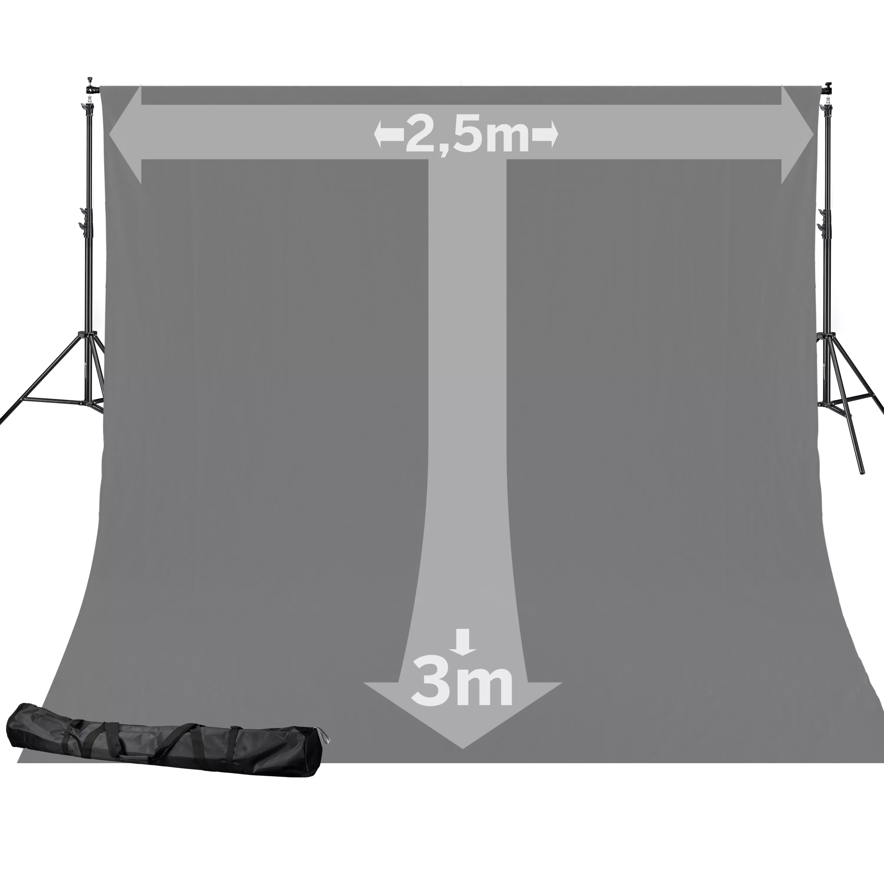 Best Bresser BR-D24 Hintergrundsystem + Hintergrundstoff 2,5 x 3m Grau