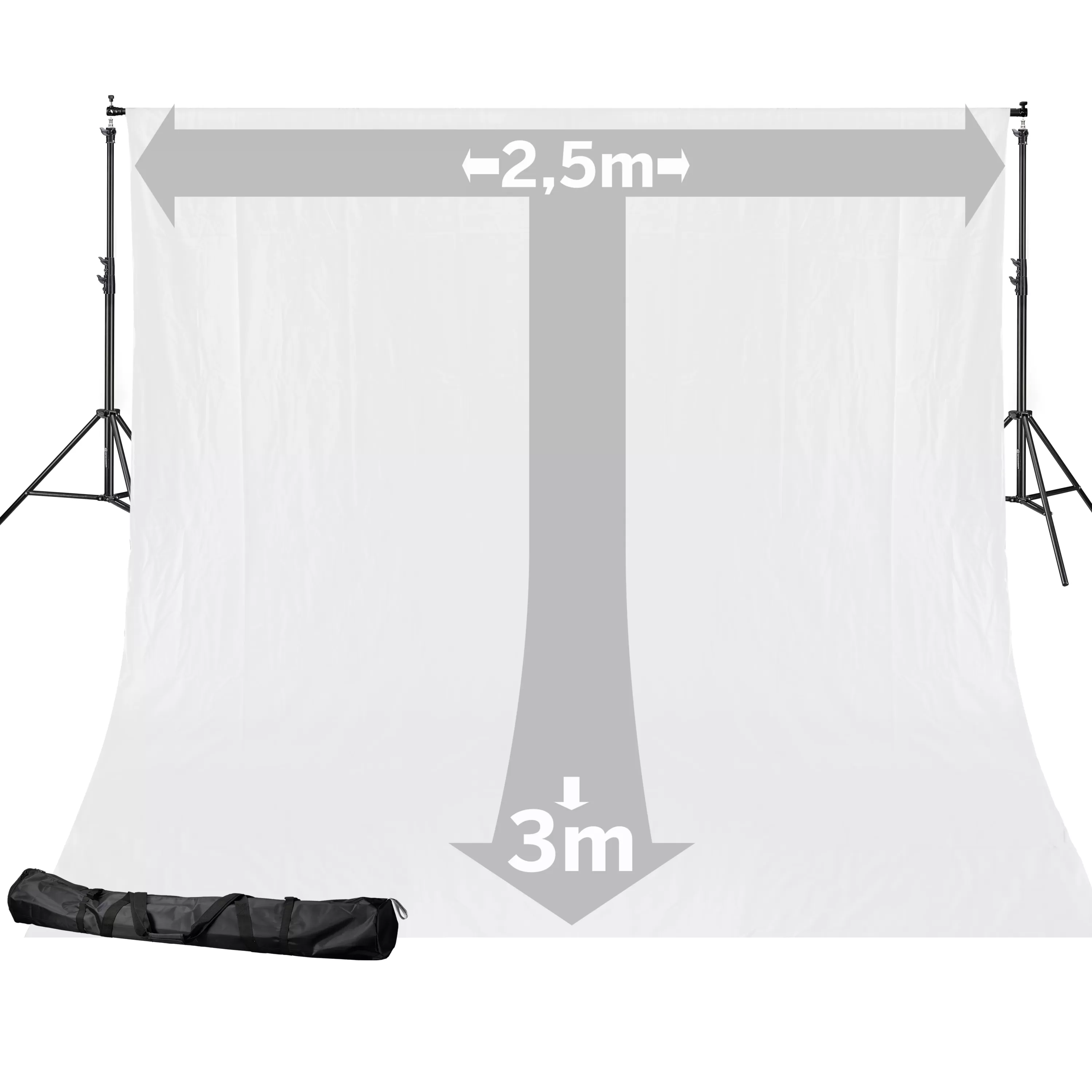 Discount Bresser BR-D24 Hintergrundsystem + Hintergrundstoff 2,5 x 3m Weiß