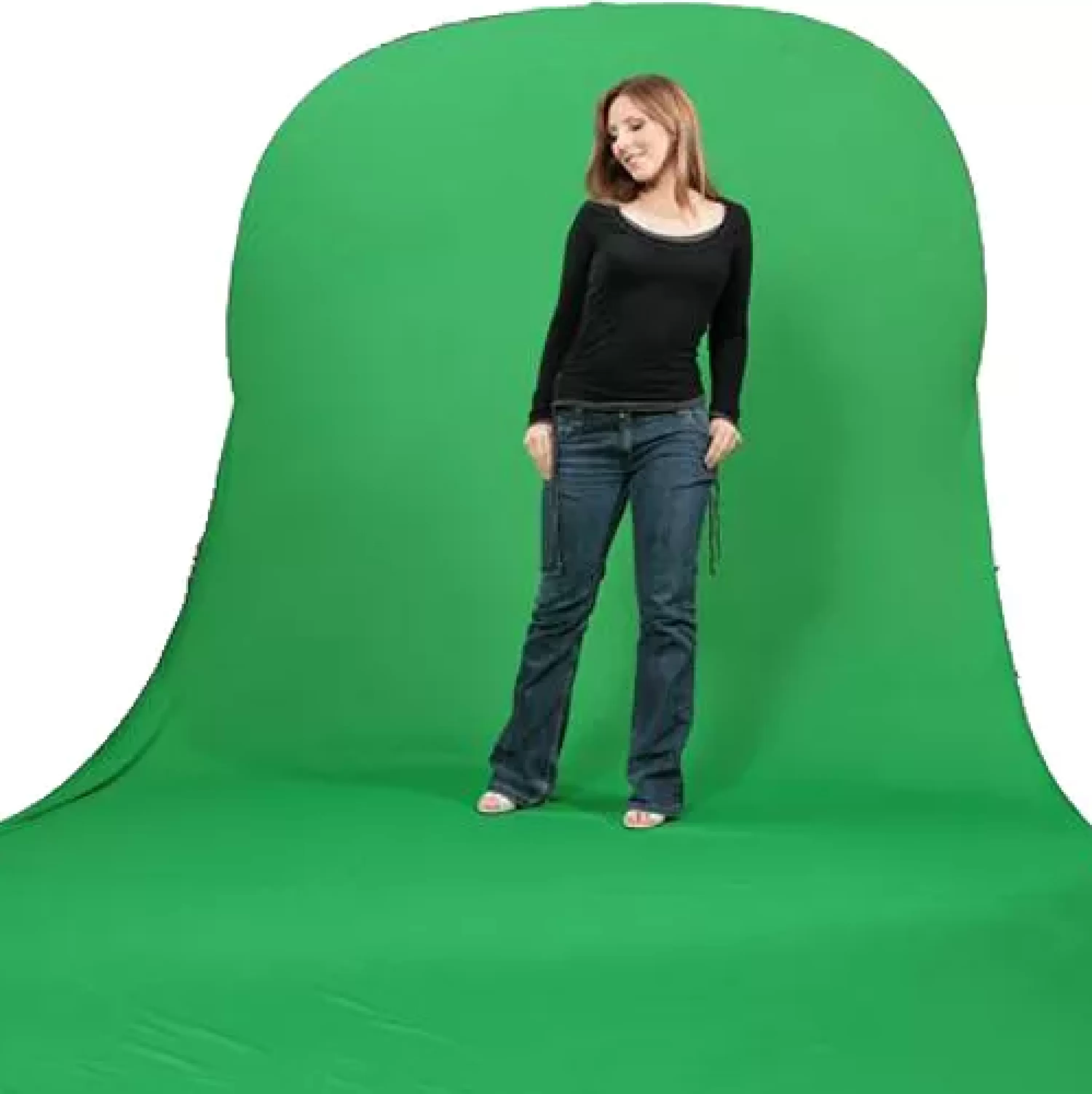 Clearance Bresser Falthintergrund BR-TR11 180 x 240 +240cm Greenscreen/ Chromakey Grün mit grüner Schleppe