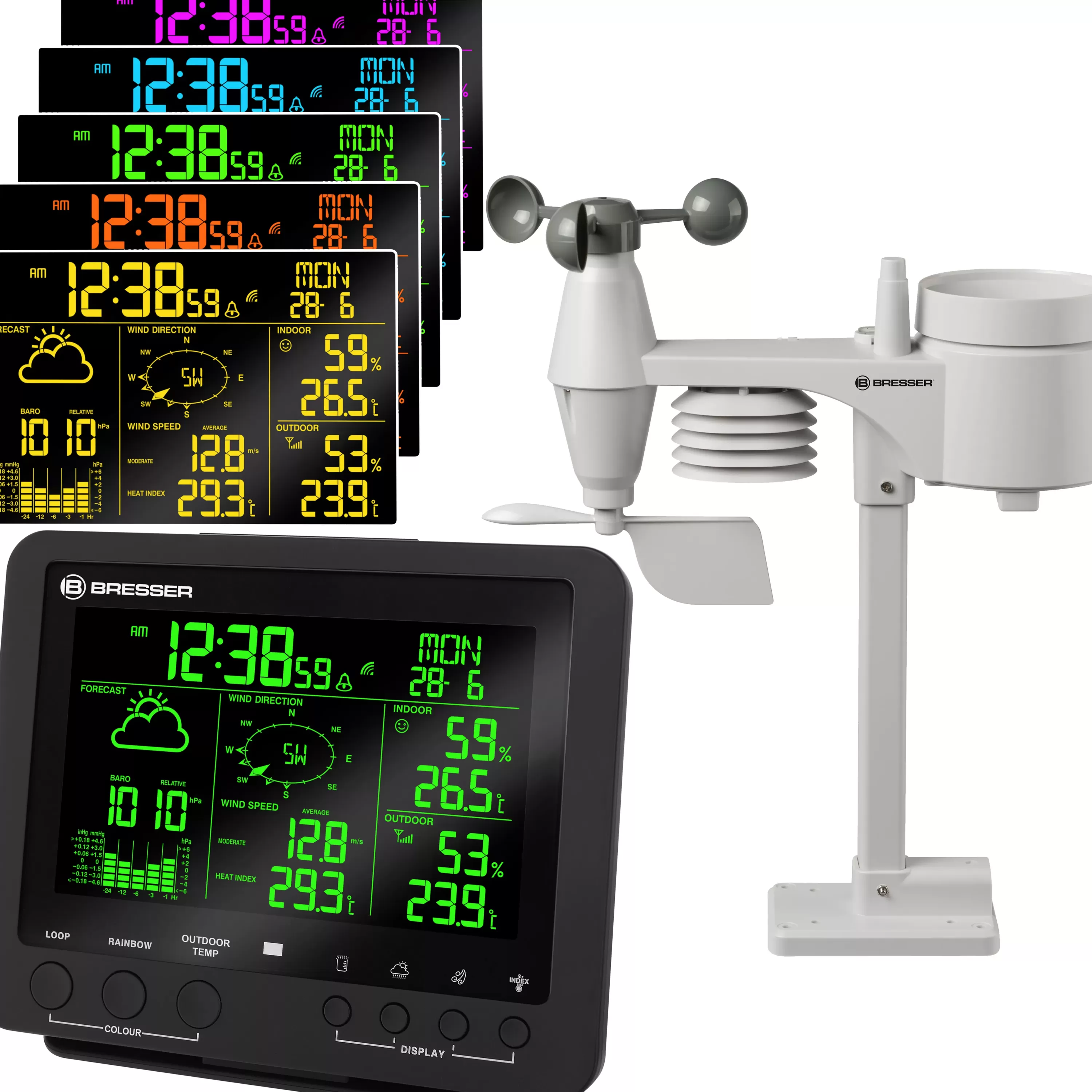 Cheap Bresser 5-in-1 Profi-Wetterstation mit Farbwechsel