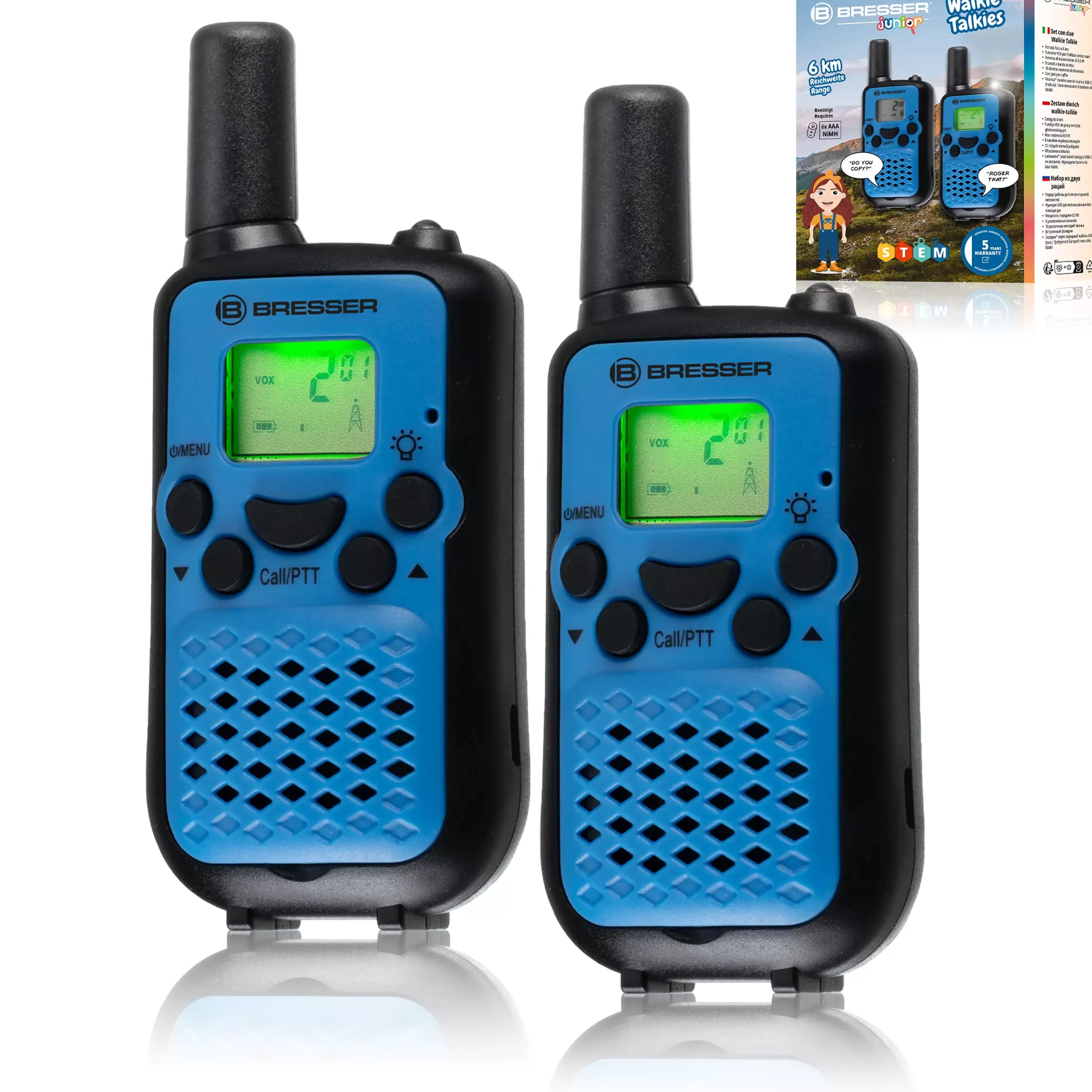 Online Bresser JUNIOR Walkie Talkie 2er-Set mit hoher Reichweite bis zu 6 km und Frei-Hand-Funktion