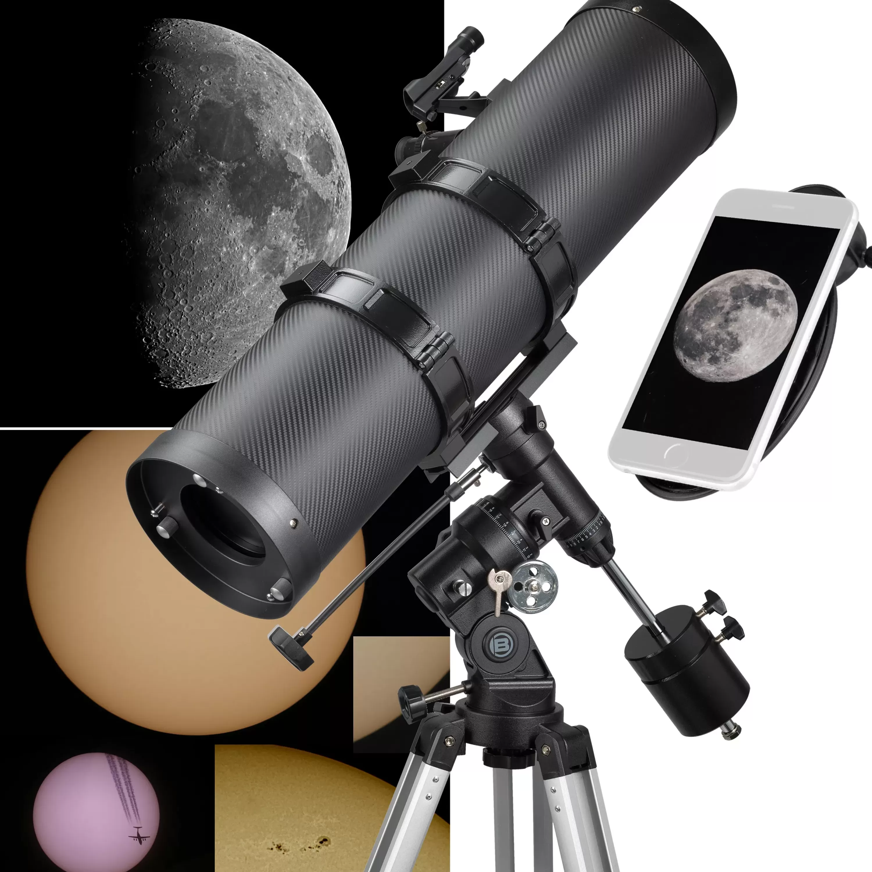 Fashion Bresser Pollux-II 150/1400 EQ3 Spiegelteleskop mit Smartphone-Adapter & Sonnenfilter
