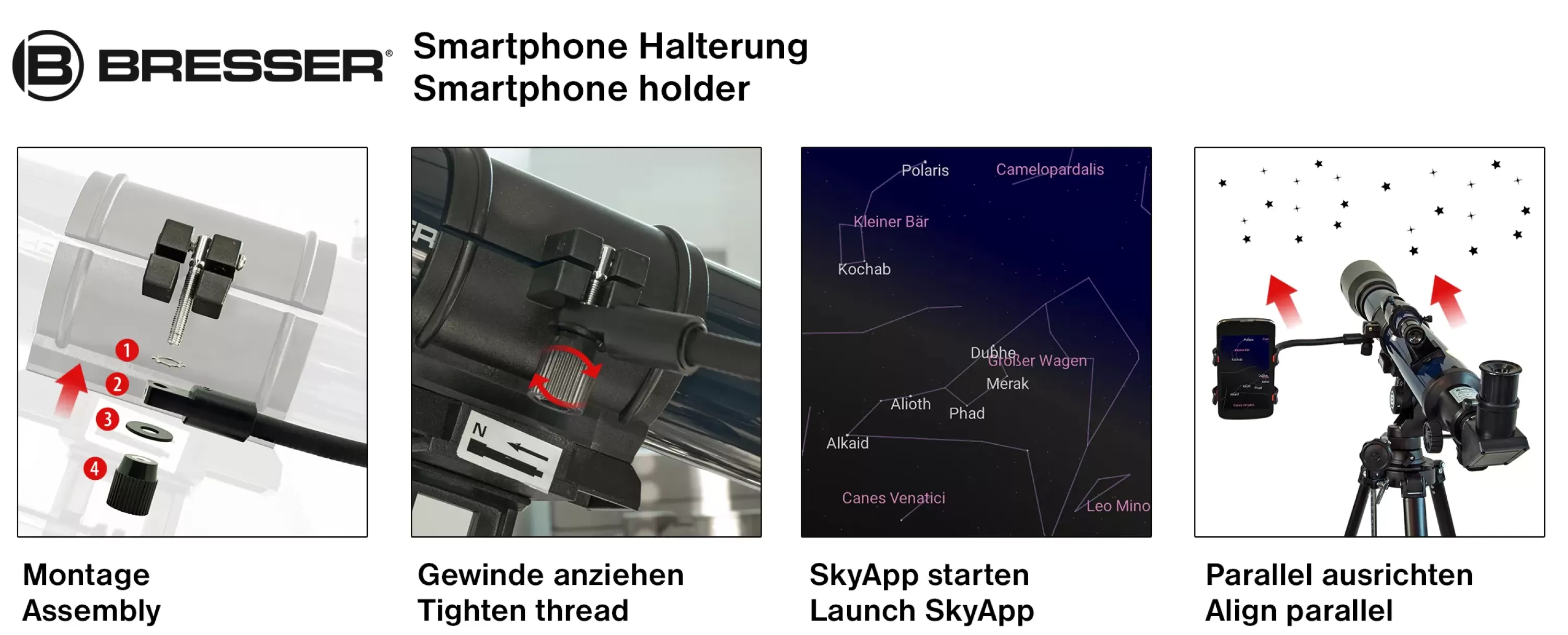 Hot Bresser SKYLUX Linsenteleskop 70/700mm mit Smartphone-Halter und Sonnenfilter
