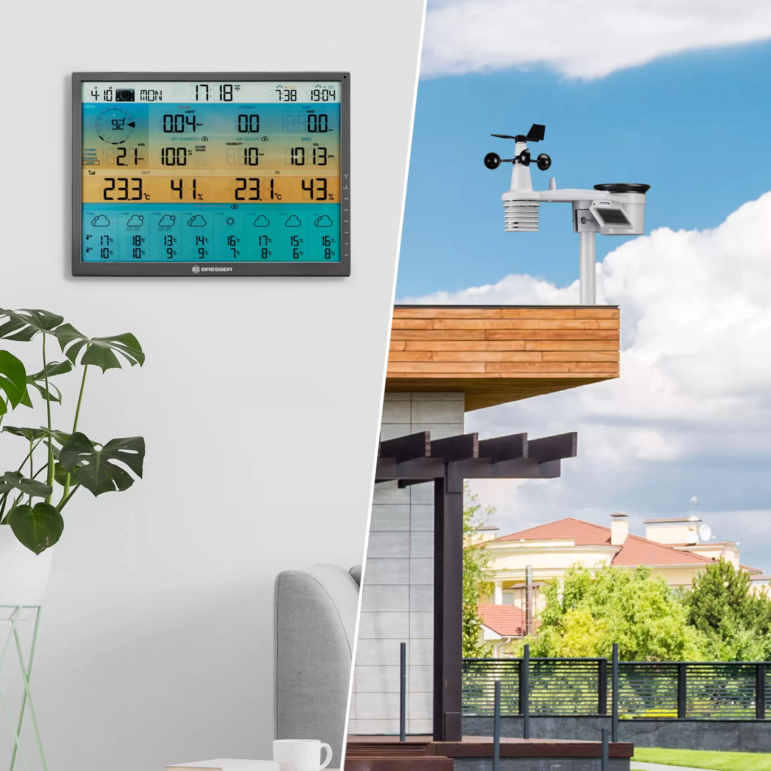 Clearance Bresser 8-Tage 4CAST XL WLAN-Wetterstation 7-in-1 solar