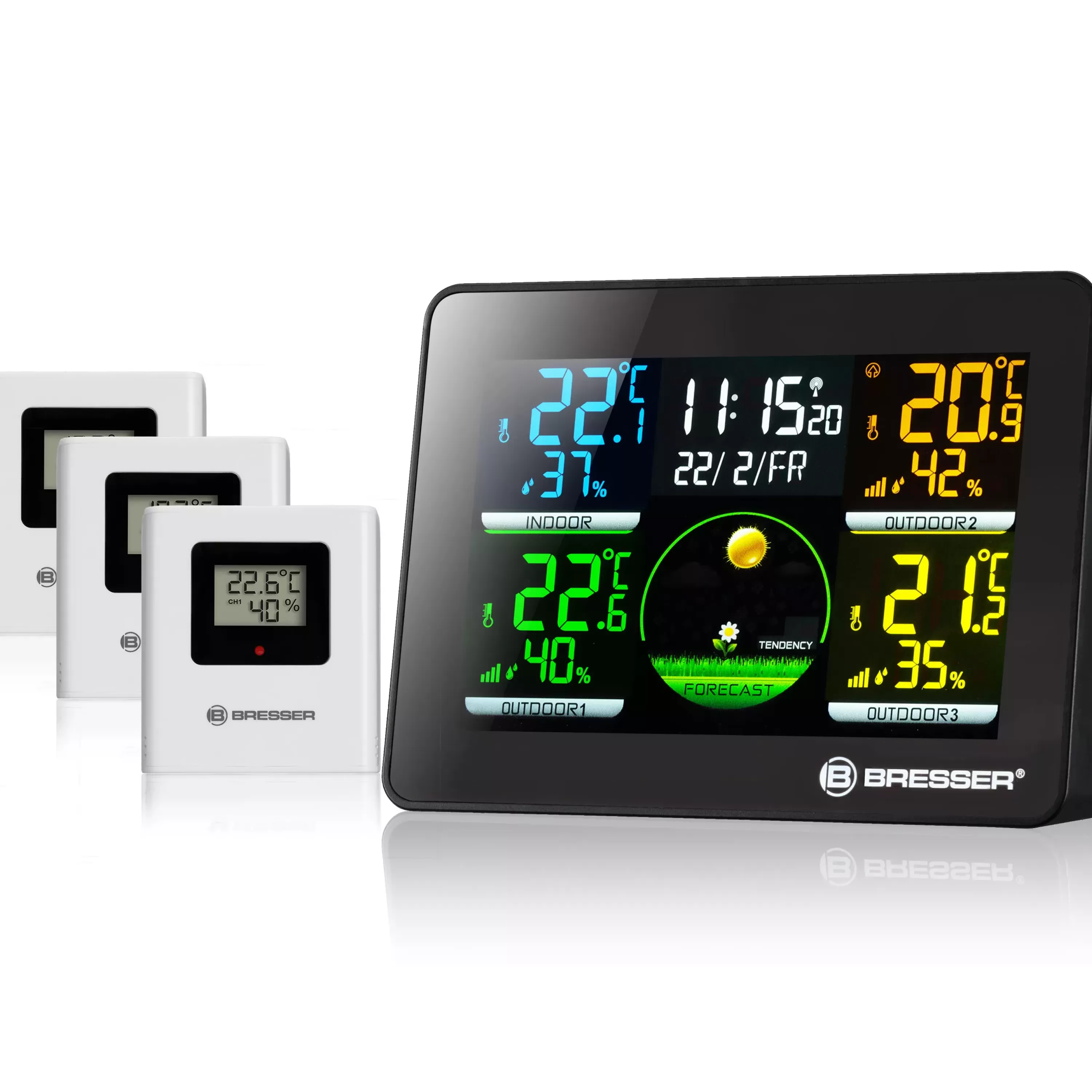 Store Bresser Thermo Hygro Quadro NLX - Thermo-Hygrometer mit 3 Außensensoren