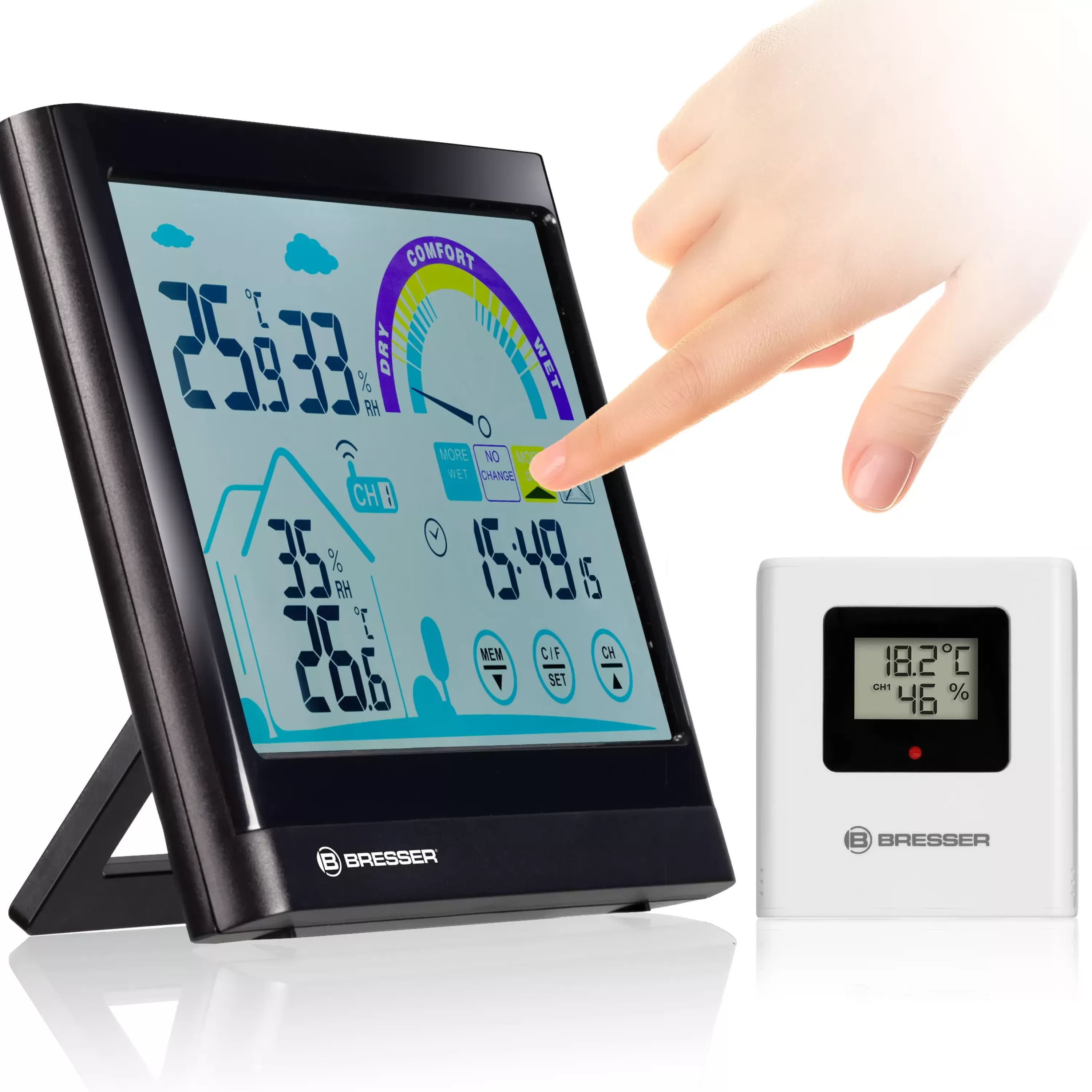 Hot Bresser VentAir Thermo-Hygrometer mit Touchscreenfunktion und Lüftungsempfehlung