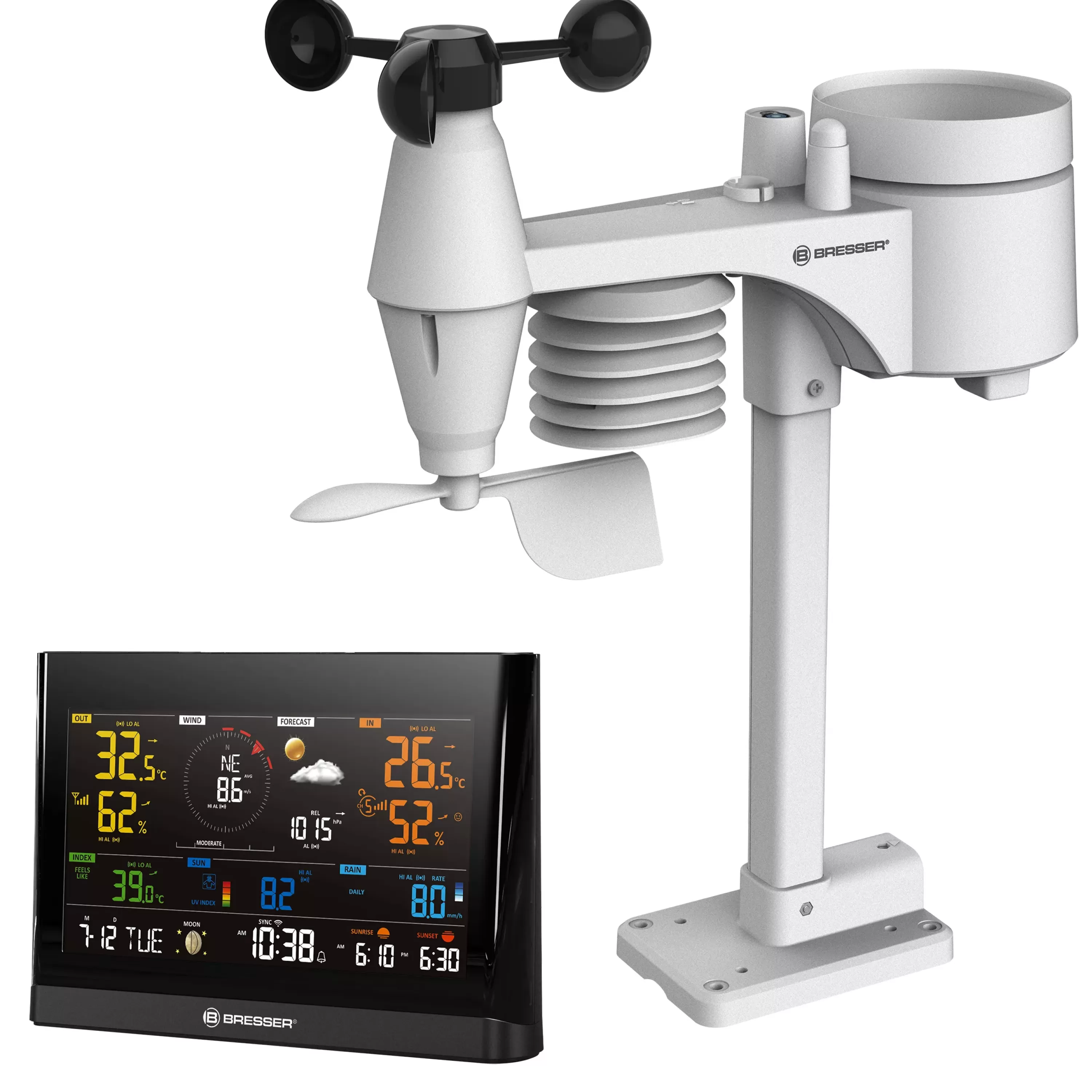Best Sale Bresser WLAN Comfort Wetterstation mit 7-in-1-Profi-Sensor und modernem Farbdisplay