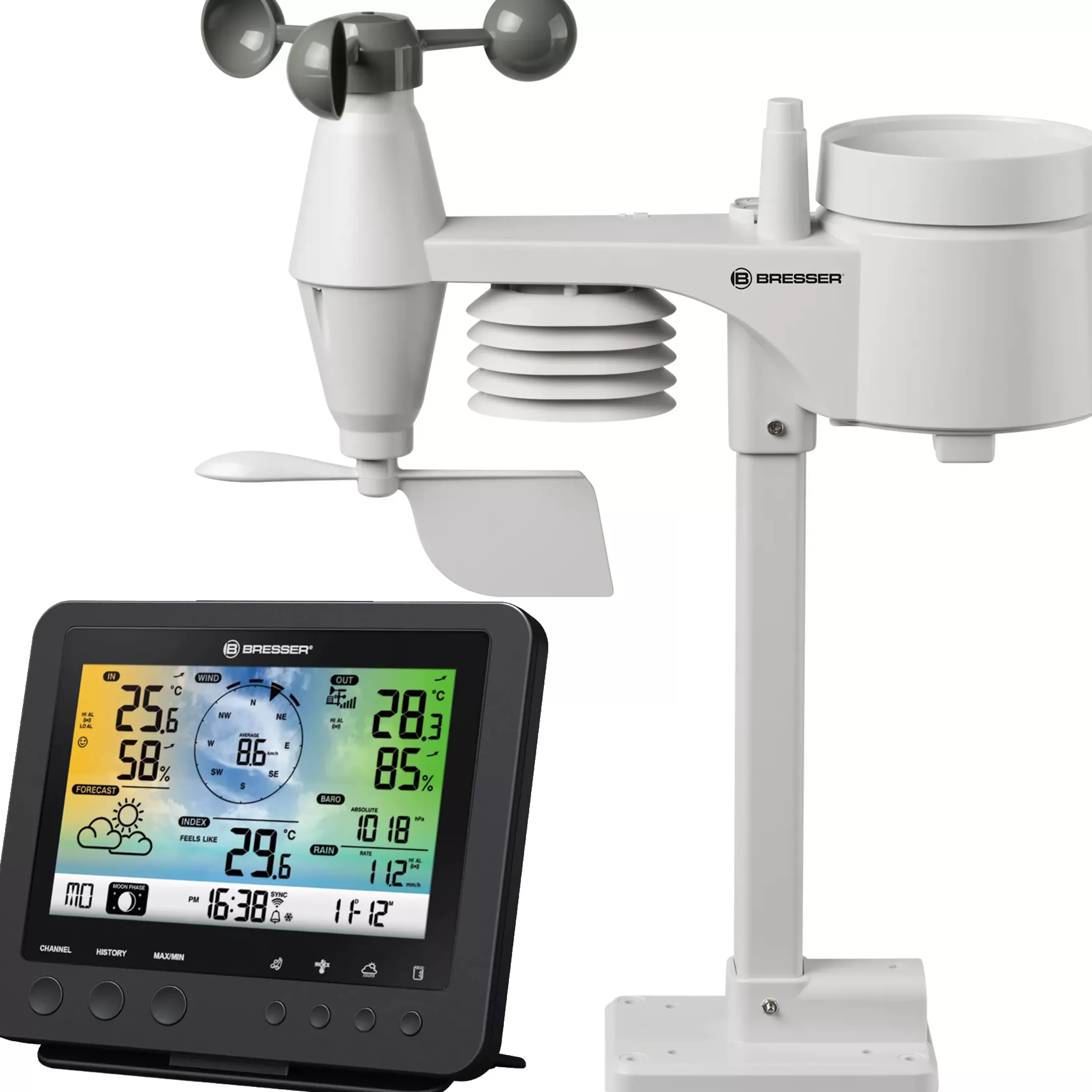 New Bresser WLAN-Farbwetterstation mit 5-in-1-Profi-Sensor