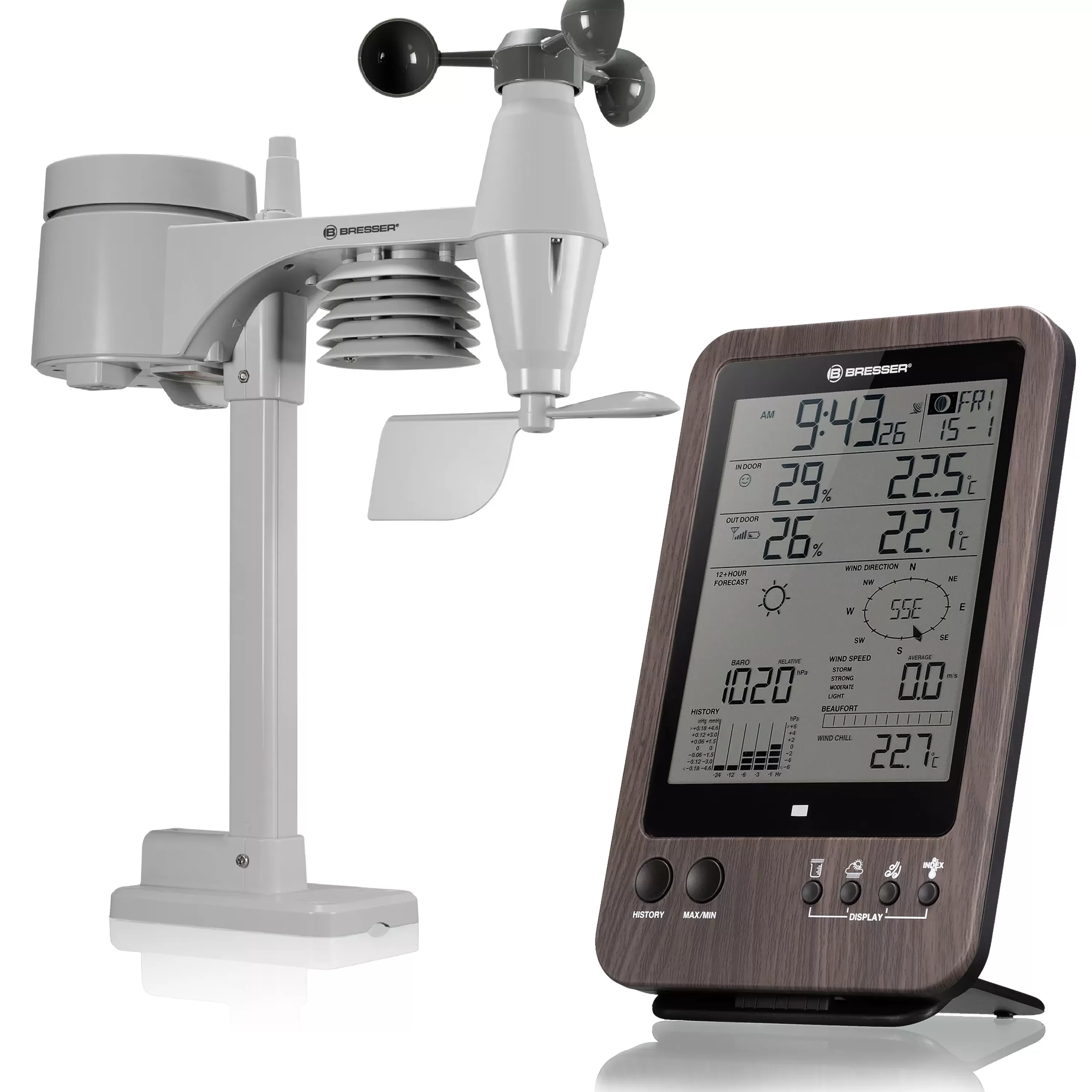New Bresser WTW 5-in-1-Wetterstation in Holzoptik