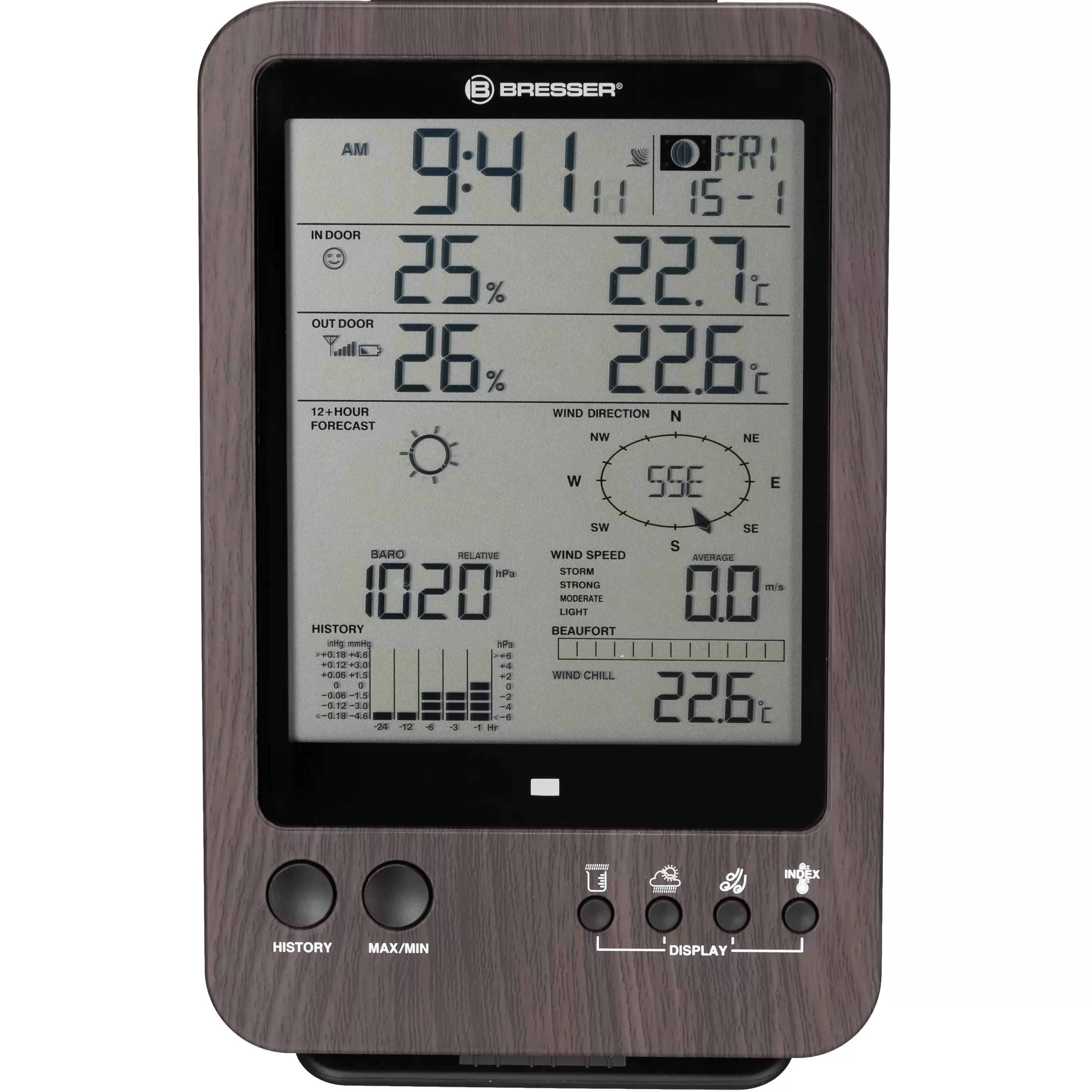 Store Bresser zusätzliche / Ersatz-Basisstation für 7002512 WTW Wetterstation in Holzoptik