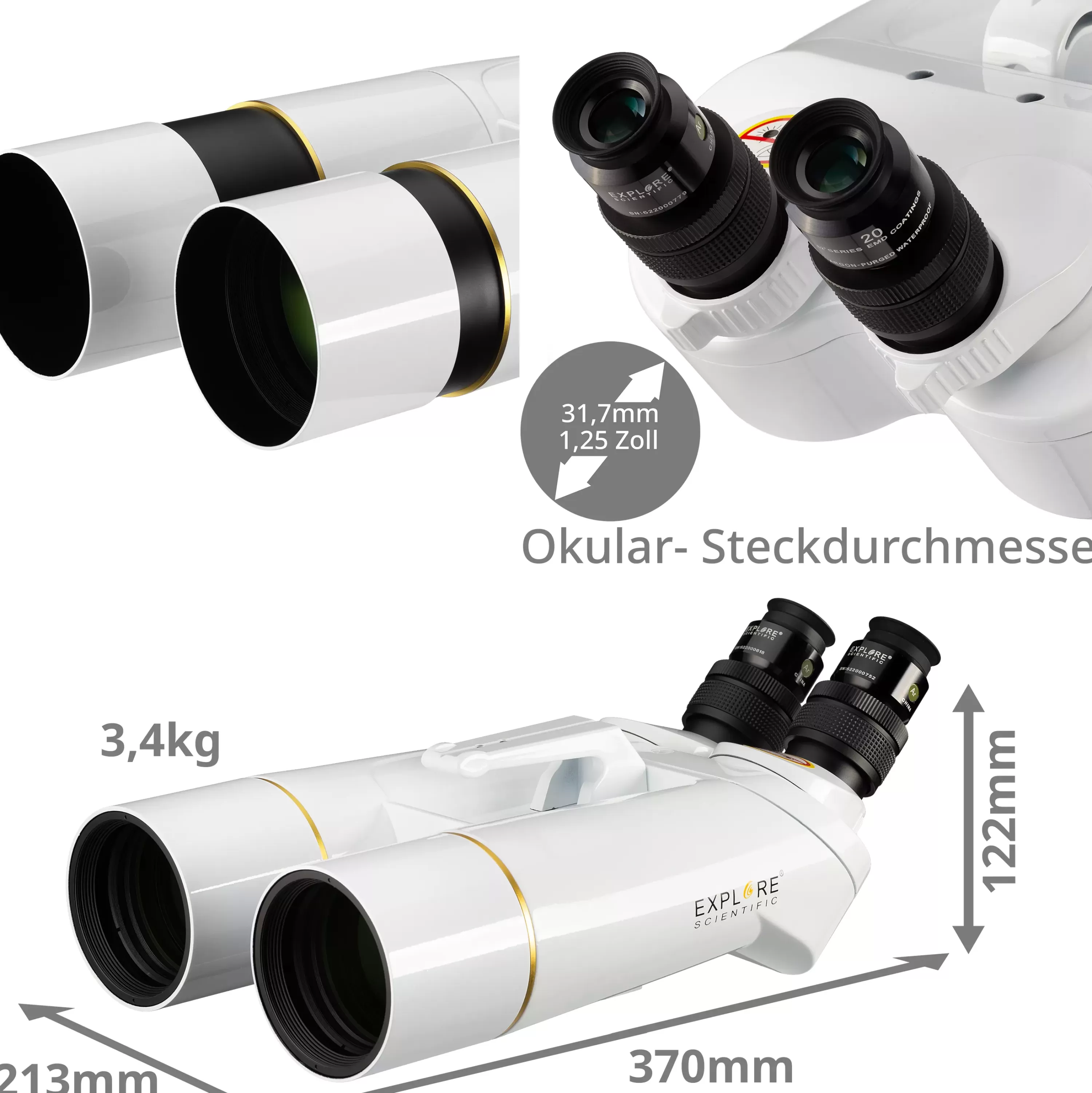 Best Sale Bresser EXPLORE SCIENTIFIC BT-70 SF Großfernglas mit 62 Grad LER-Okularen 20 mm