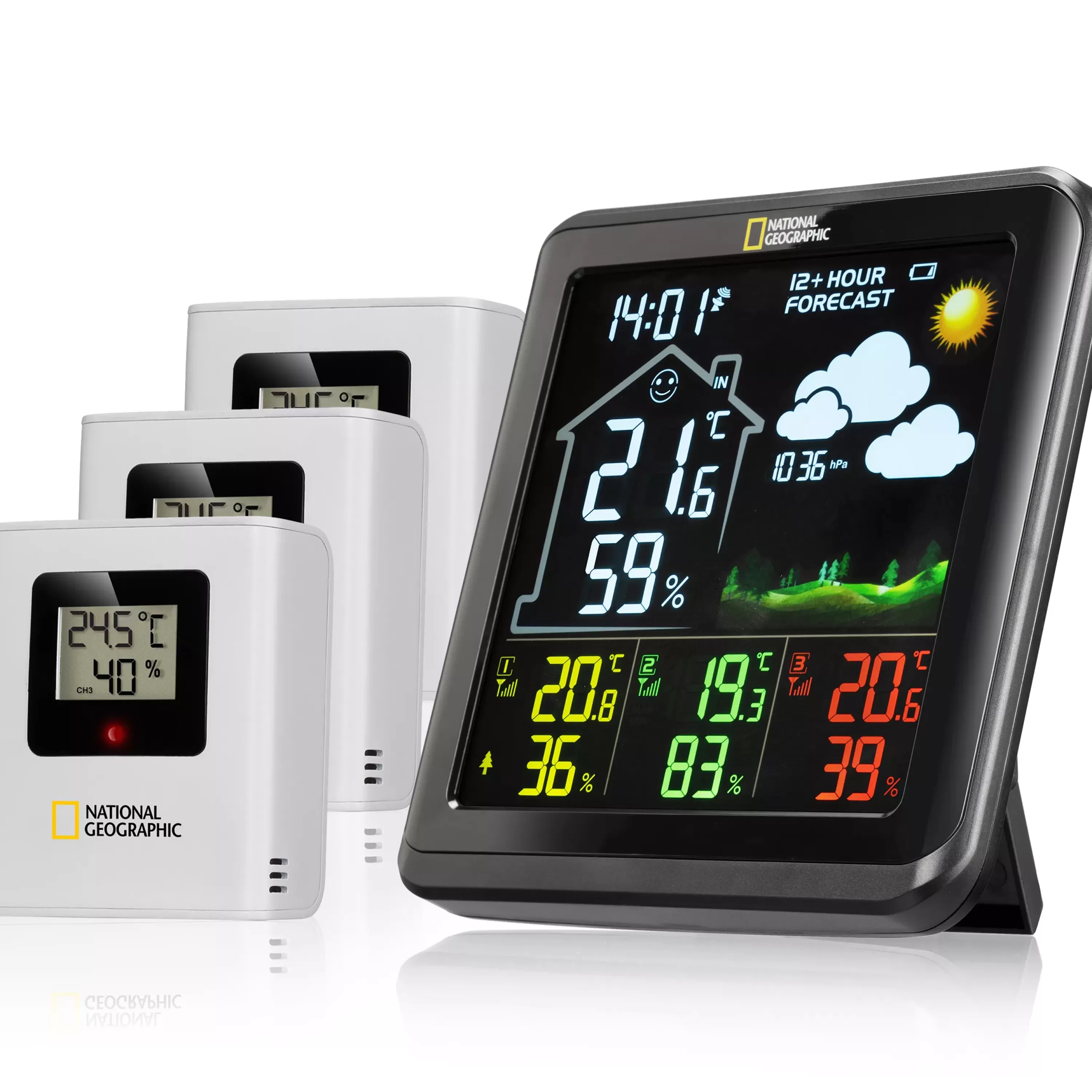 Online Bresser NATIONAL GEOGRAPHIC VA Farb-Wetterstation mit 3 Außensensoren, schwarz