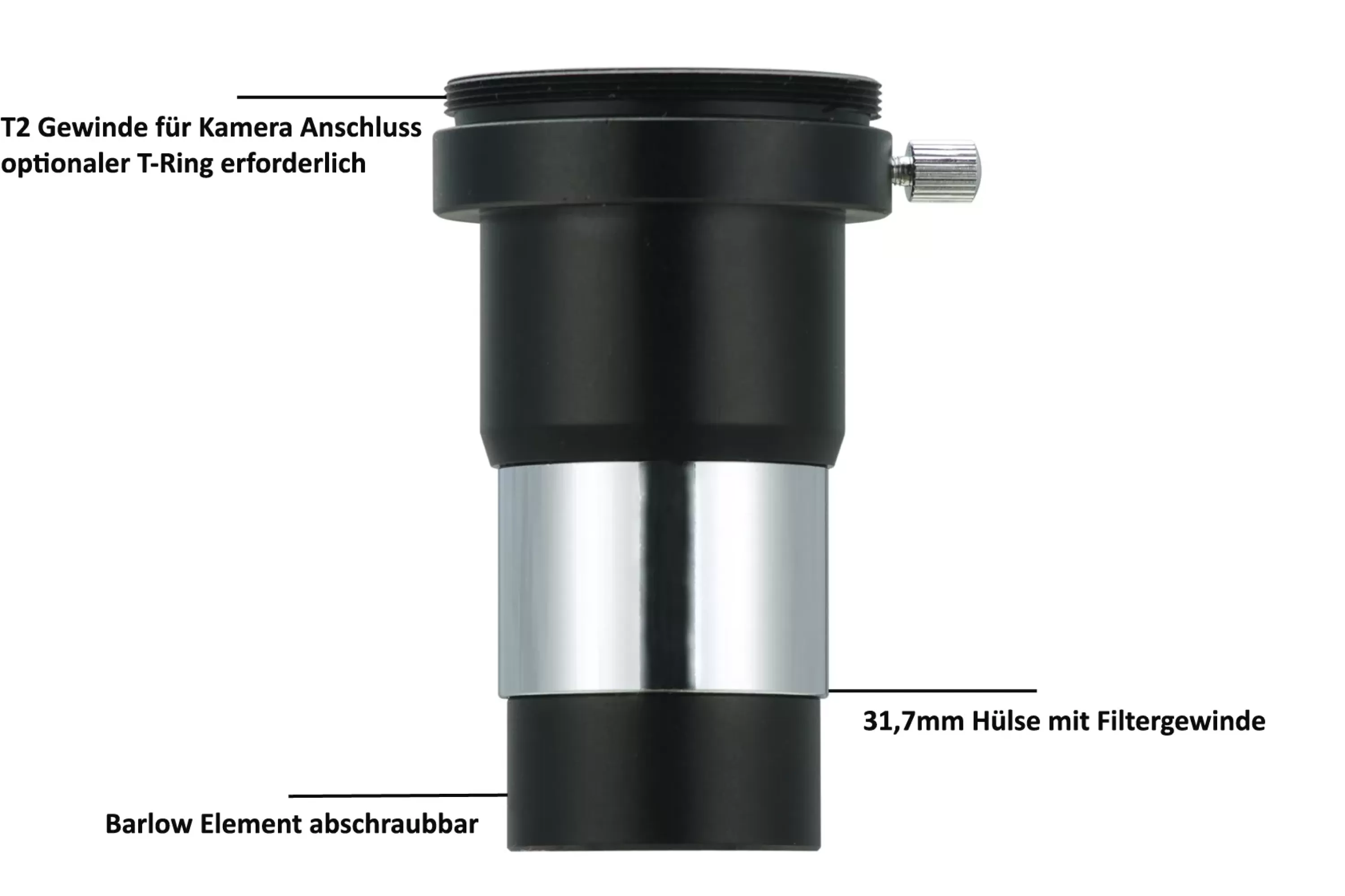 Outlet Bresser Vixen Barlow-Linse 2x mit T2-Gewinde zur Fotografie und Beobachtung